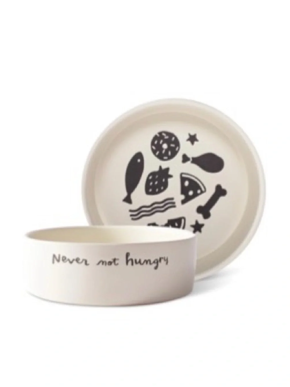 Fringe Studio Never Not Hungary Dog  Bowl Stoneware NIB